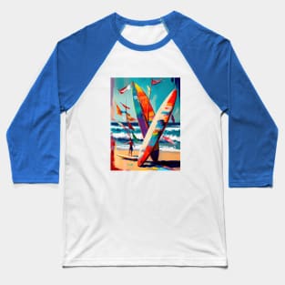 Surfers at a beach at the french atlantic coast Baseball T-Shirt